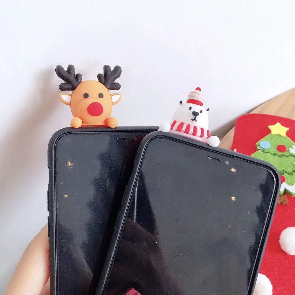 Silicone Christmas back cover case for various iPhone models in festive colours.