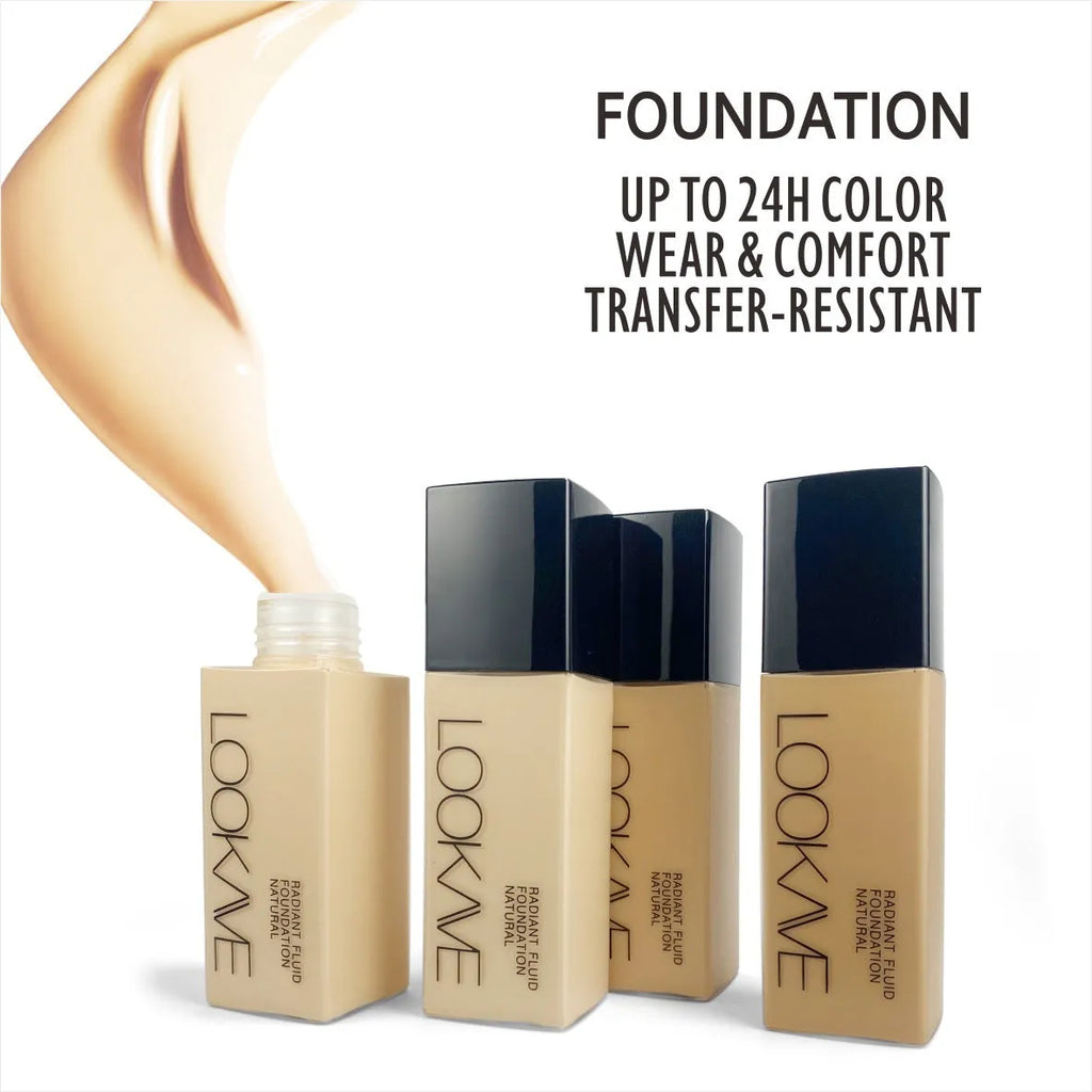 LOOKAVE matte liquid foundation bottle in ivory white shade from the LK63C colour range