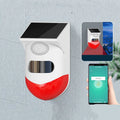 Solar-powered infrared security alarm with remote control for outdoor wireless property protection
