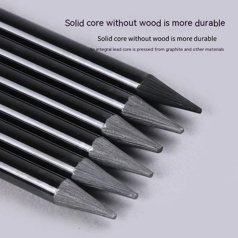 Solid graphite and carbonised artist pencil set with wooden shells for drawing and sketching