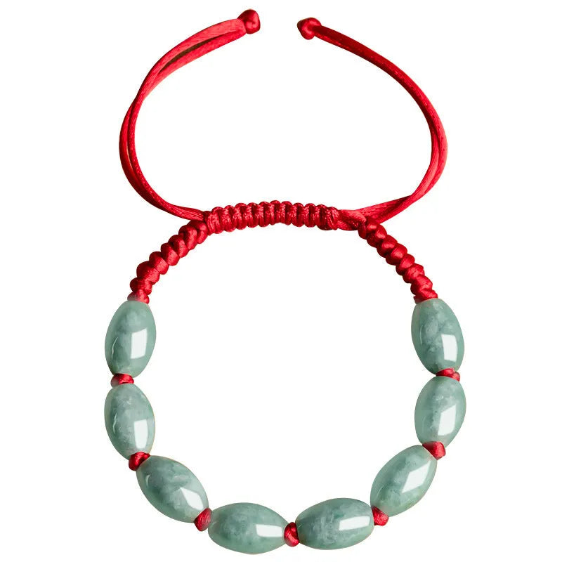 Jade As Right As Rain bracelet unisex natural stone dark green men's 9 beads with certificate