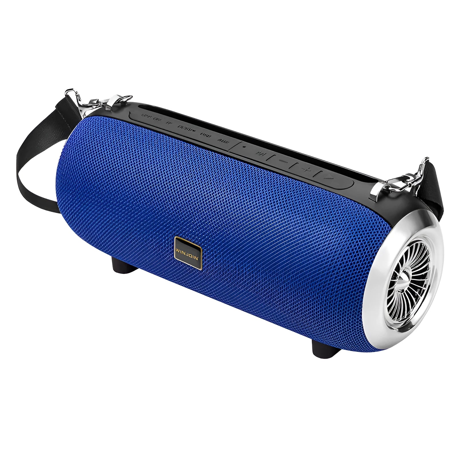 F666 square fabric portable Bluetooth speaker with shoulder strap and FM antenna