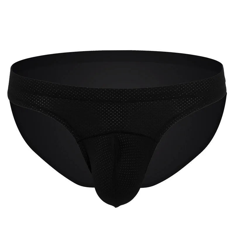 Men's transparent nylon underwear shown in multiple colours: white, blue, black, grey, sky blue.