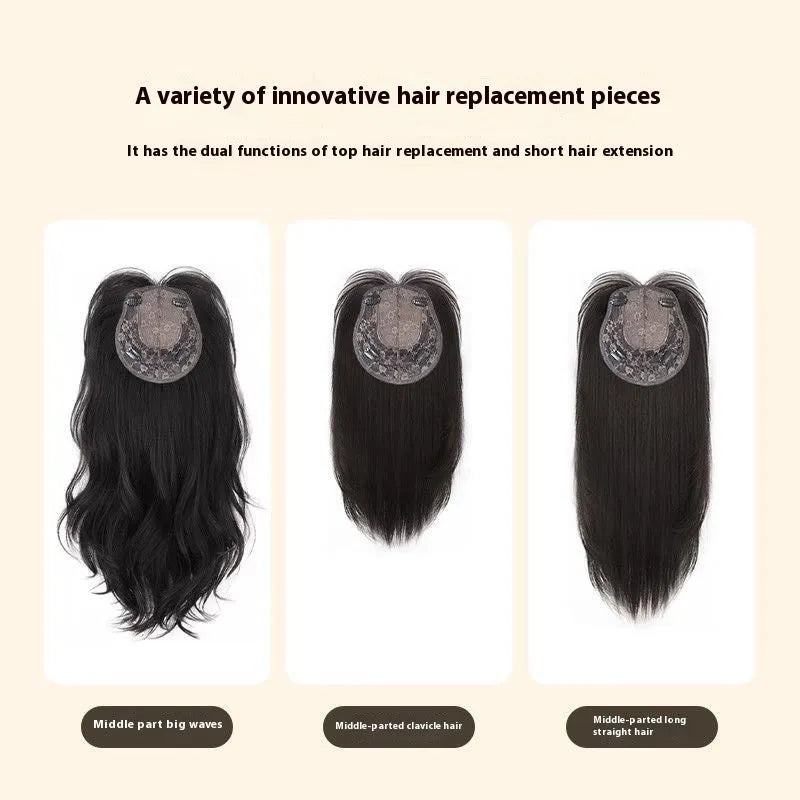 Natural black high temperature fiber wig with big wave style and breathable cap for ladies