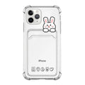 Transparent cartoon design iPhone case with a card slot on the back