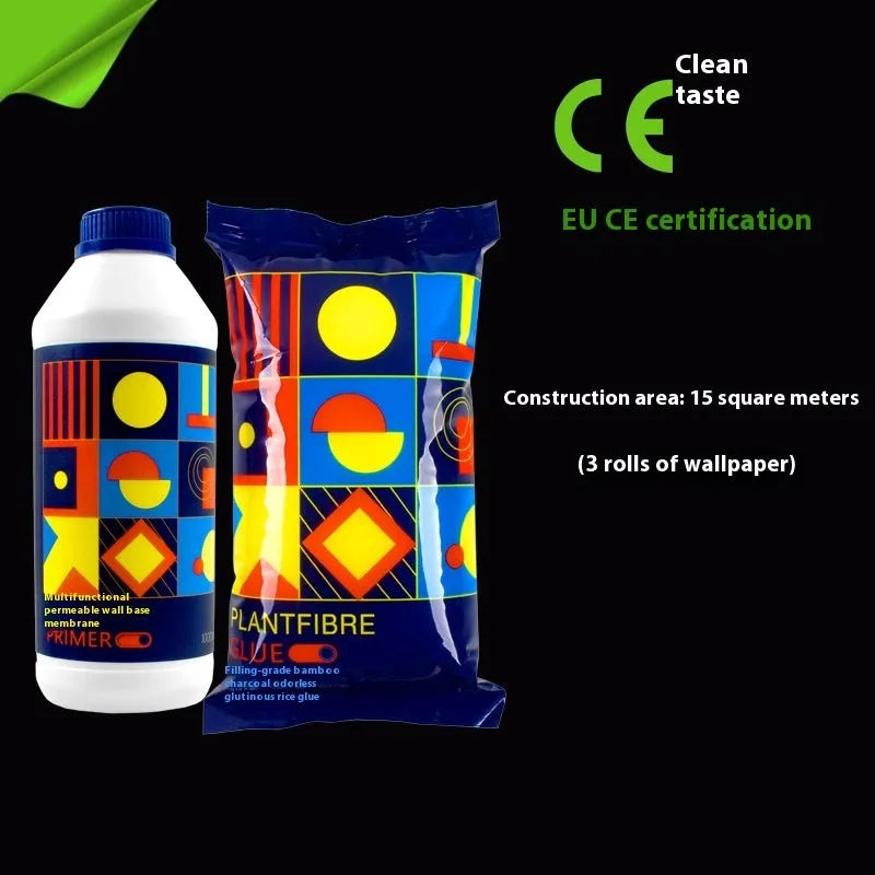 Bottle of natural glutinous rice wallpaper glue, labelled as formaldehyde-free Glue E.