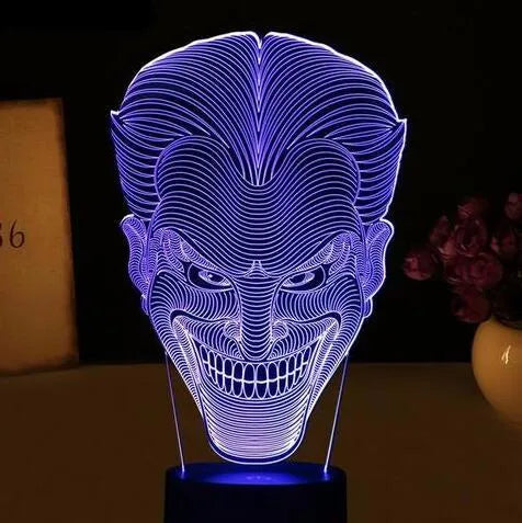 USB-powered 3D LED colour lamp with remote control showing seven adjustable lighting options