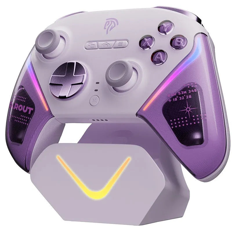 Rocker smart startstop charging base game controller with double-cut trigger body in black green or purple