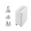 48W USB-C wall charger with four ports in black or white with international plug options