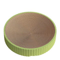 Round green cat scratching board with corrugated paper surface and two replacement packs