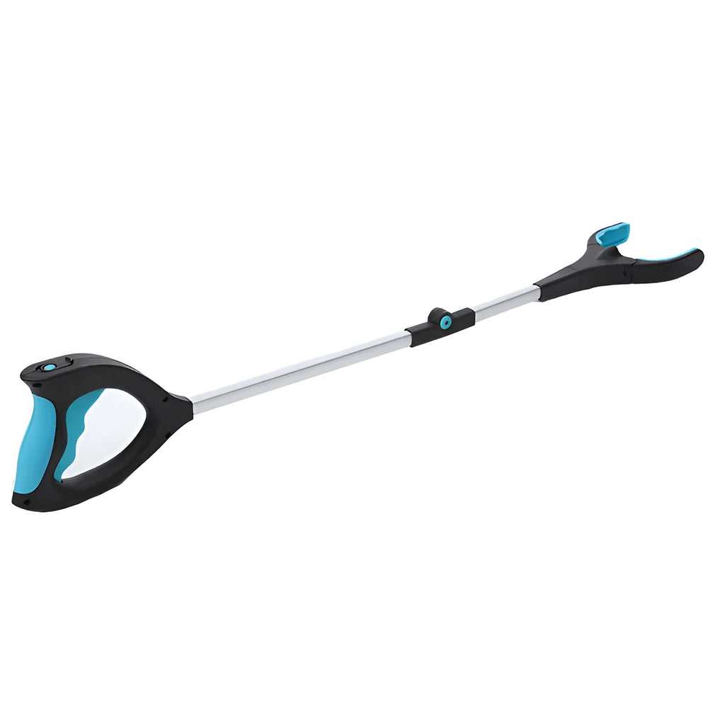 Blue foldable portable pickup tool with stainless steel head and aluminum tube measuring 83.5cm