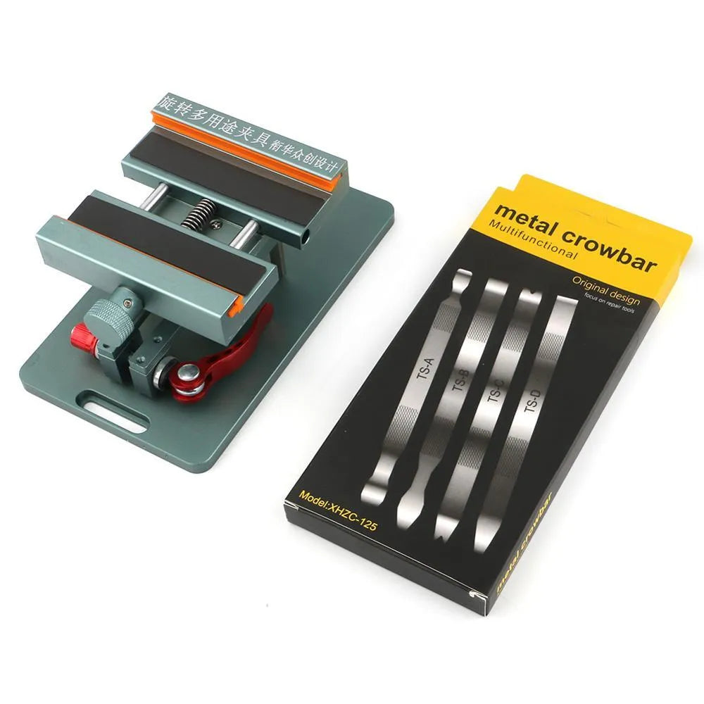 Mobile phone repair fixture with adjustable grip and silicone padding for safe phone disassembly