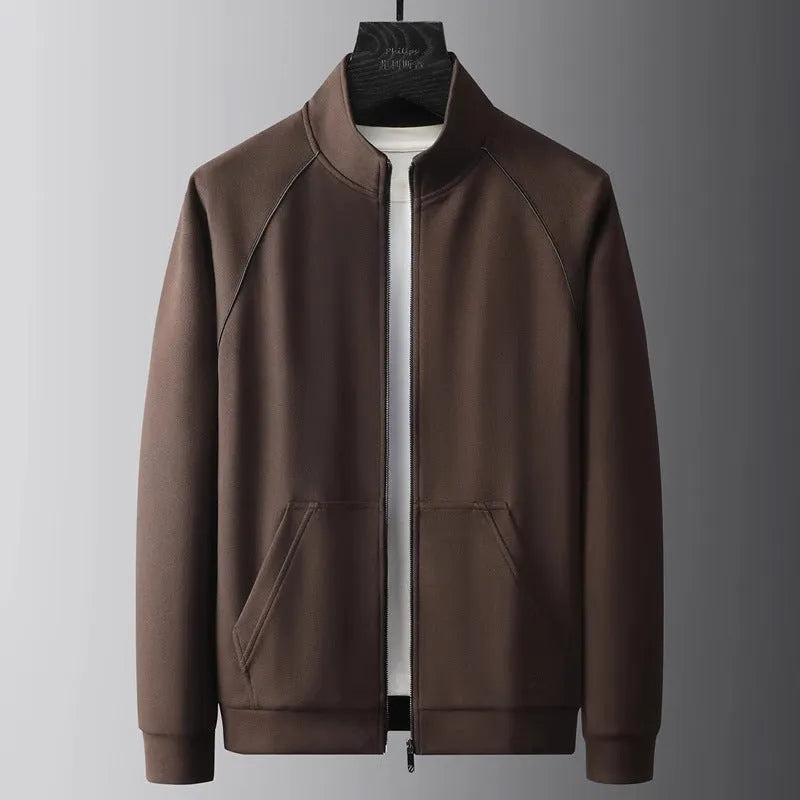 Men's slim fit stand collar sports suit jacket and trousers in Vinylon fabric