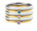 December birthstone engraved titanium steel ring with geometric design and electroplated finish