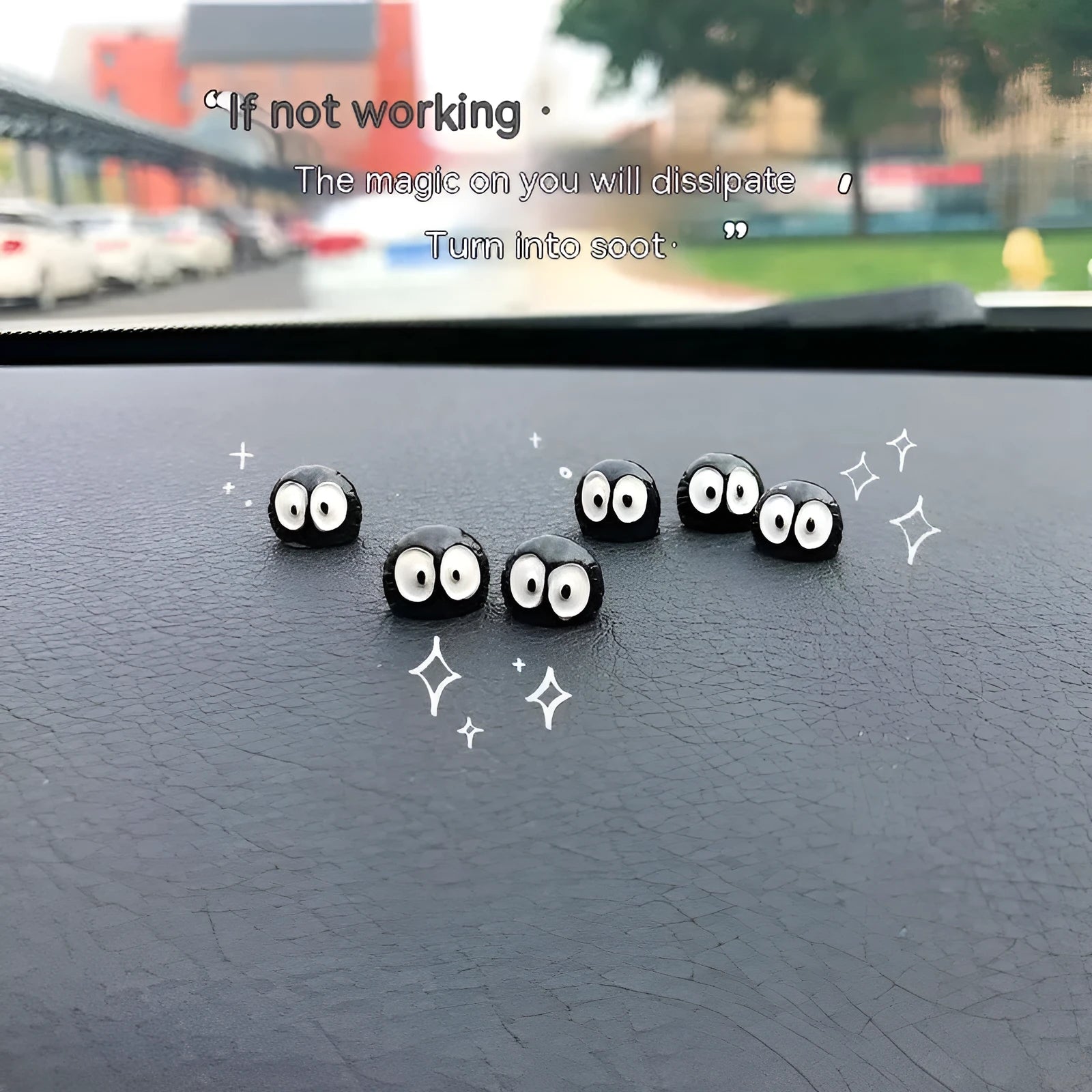 Black cartoon briquette car decorations made from resin with traceless mounting tape