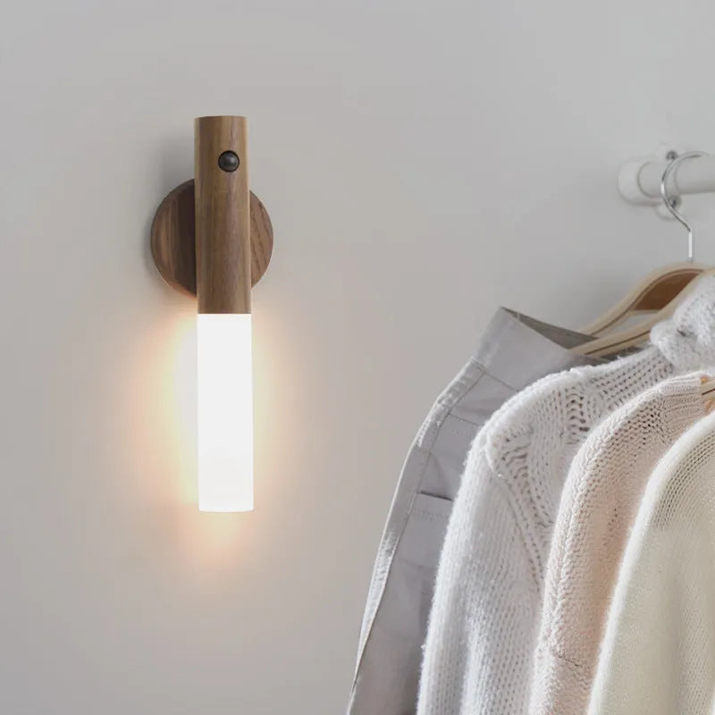 Smart sensor LED desk lamp with solid wood base and organic glass shade in coffee colour