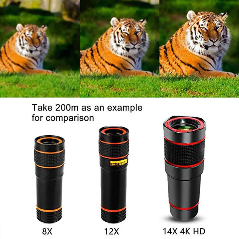 20x cell phone telescope lens in black with roof-type anti-sidelight design