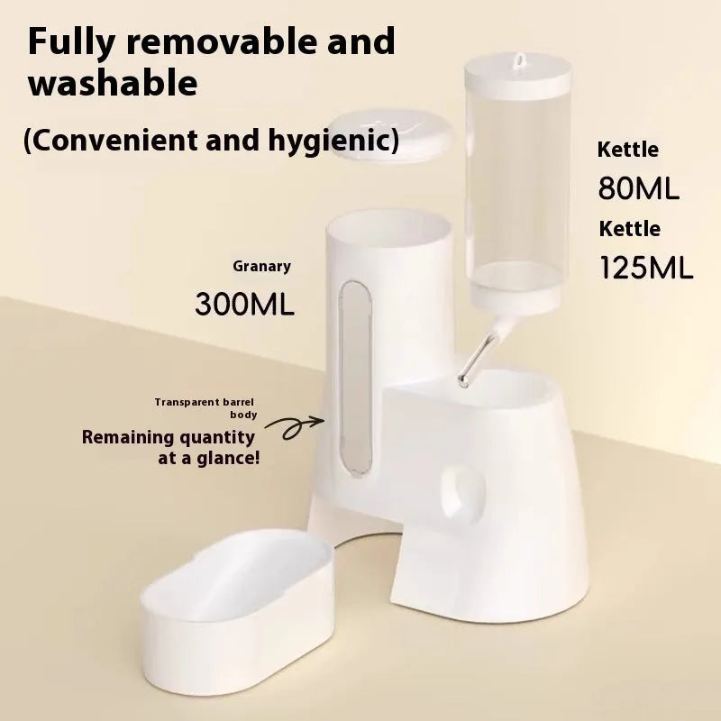 White automatic drinking water feeder and food basin for Djungarian hamsters