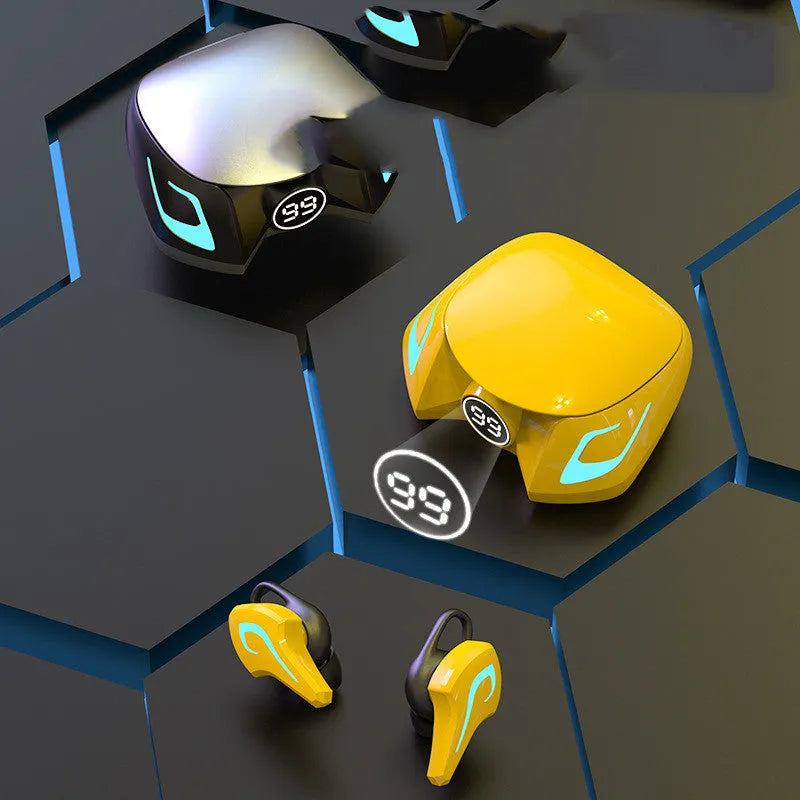 Bluetooth gaming headset earphones in black, grey or yellow colours with wireless connectivity