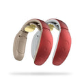 Red and white intelligent battery-powered cervical massager with computer controls for neck, back, and leg massage.