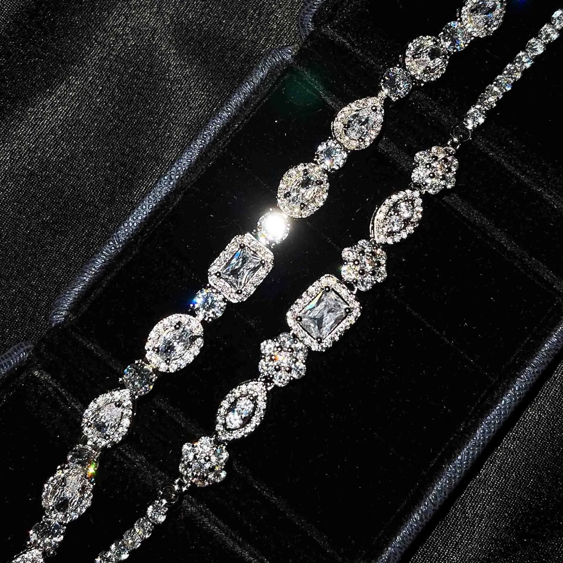 Women's geometric bracelet with S925 sterling silver plating and inlaid zircon stones