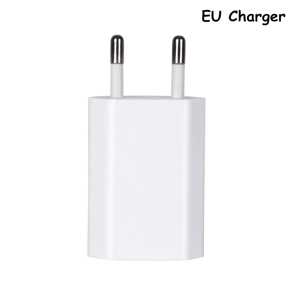 5V2A USB travel charger compatible with iPhone and iPad models with optional charging cables