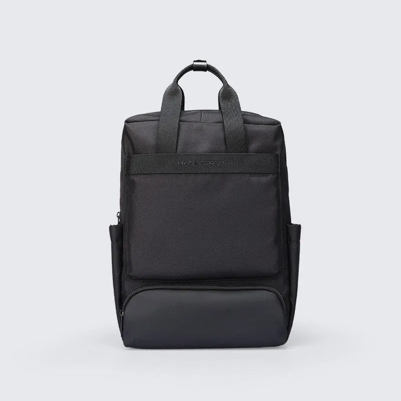Black oxford cloth computer backpack with a 20-35 litre capacity and polyester lining.