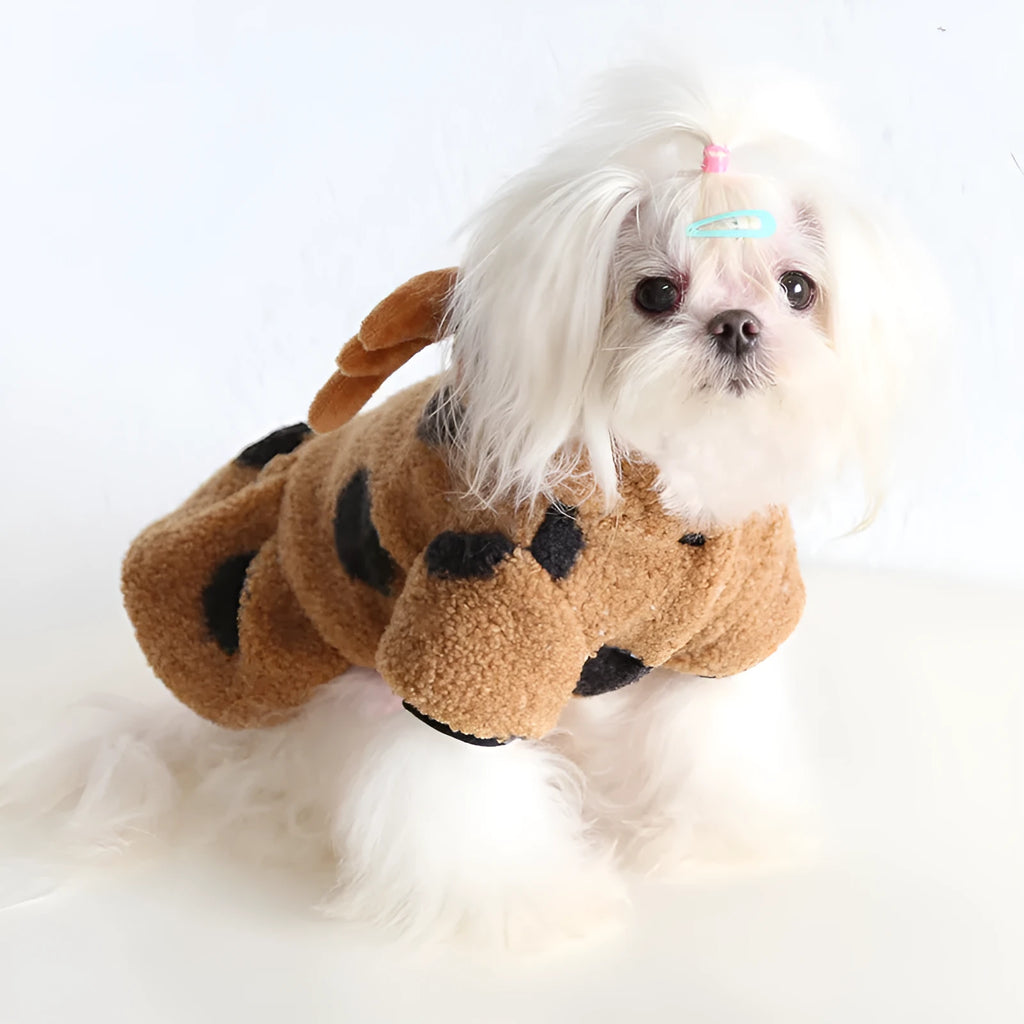 Polka dot elk couple pet costume for dog or cat in skirt or four legs style