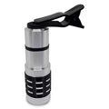12x magnification smartphone telephoto lens with universal collar clip attached to a mobile phone