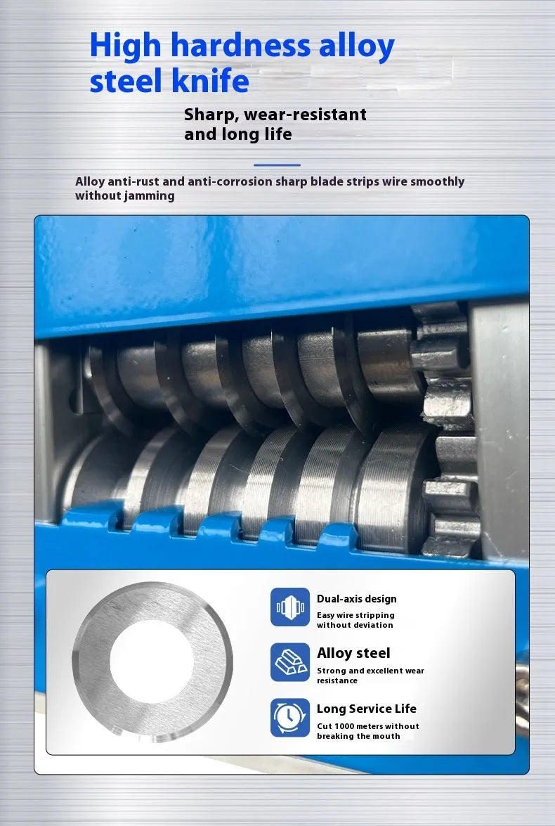 Manual wire stripping machine model SD-017 on a work surface.