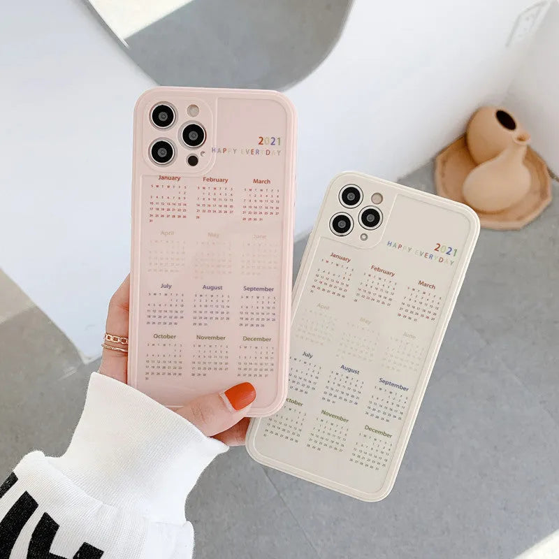 Calendar themed TPU back cover phone case for iPhone 11 in light foundation colour, simple design