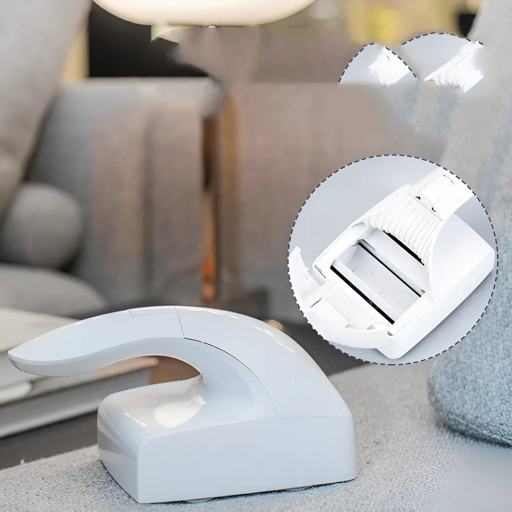 White ABS sticky hair remover roller for picking up cat hair from fabric