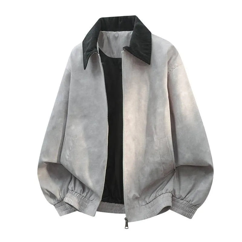 Men's stitching lapel casual jacket in Lycra fabric with side pockets