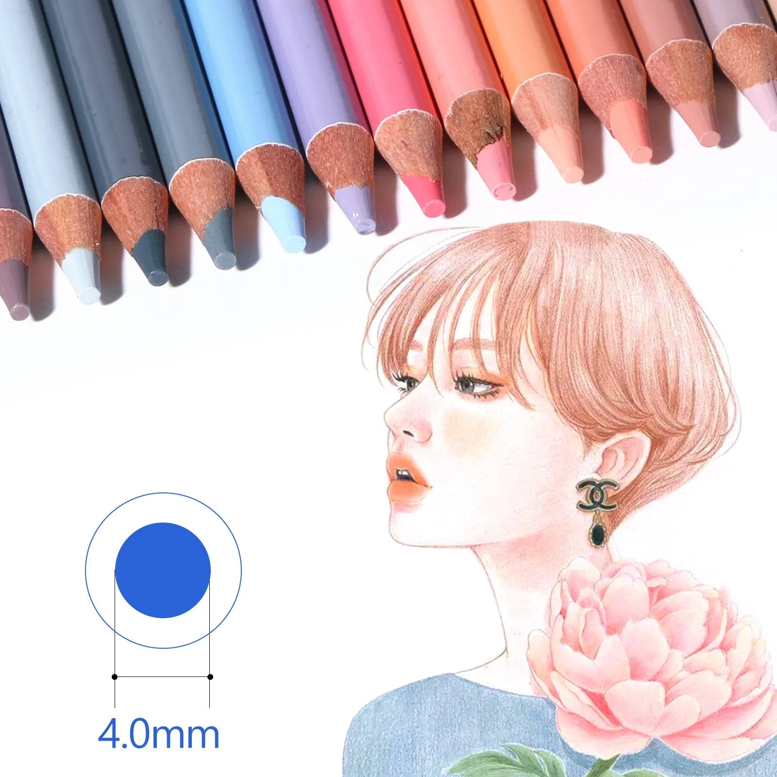 24 skin colour pencils for portrait painting in round iron box container