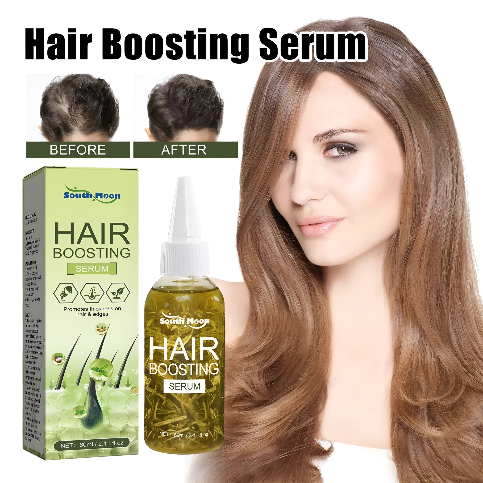 60ml bottle of anti-fall repair hair care essential oil for dry and manic hair.