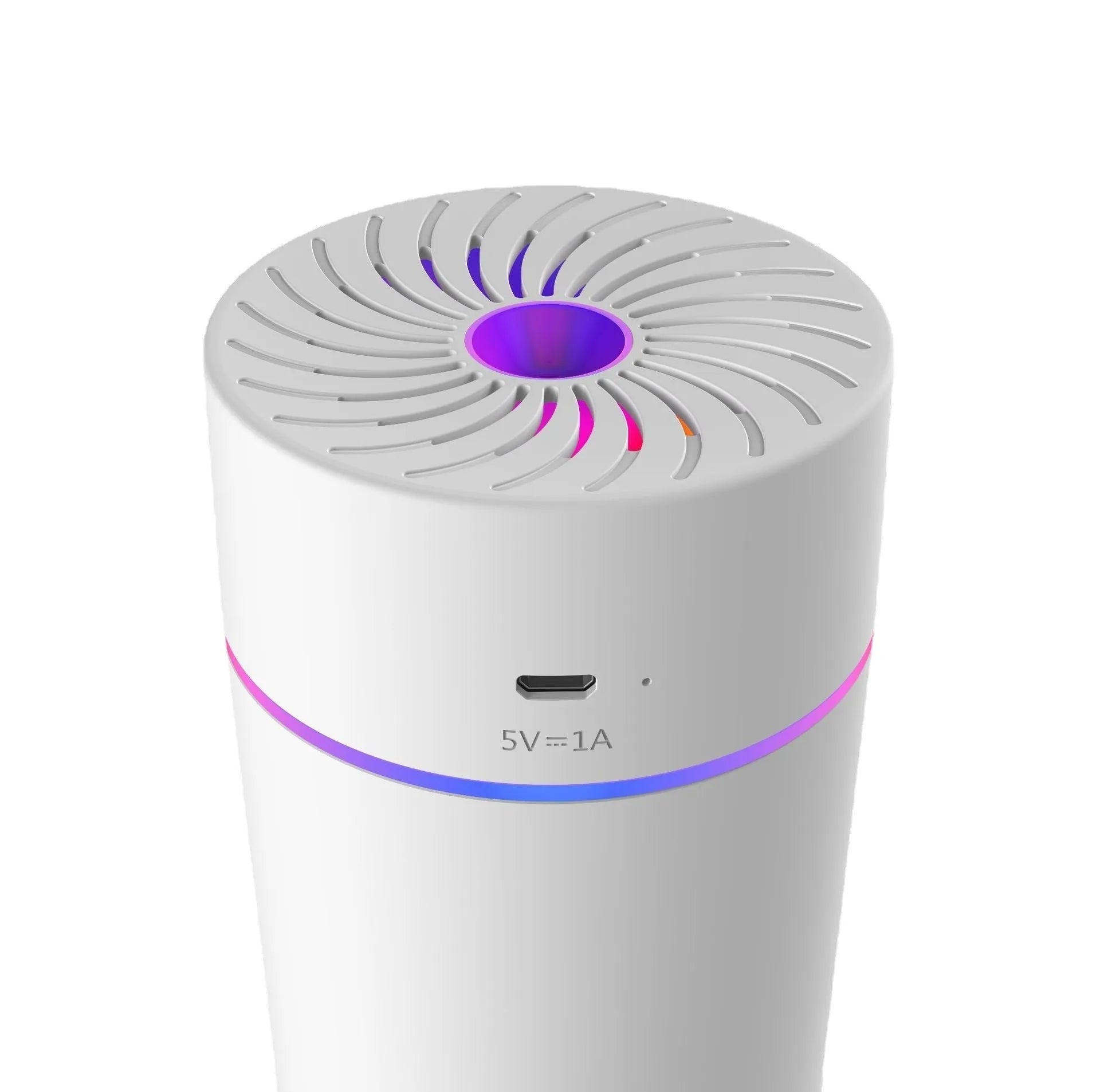 Compact car USB humidifier with aromatherapy function in black or white colour options