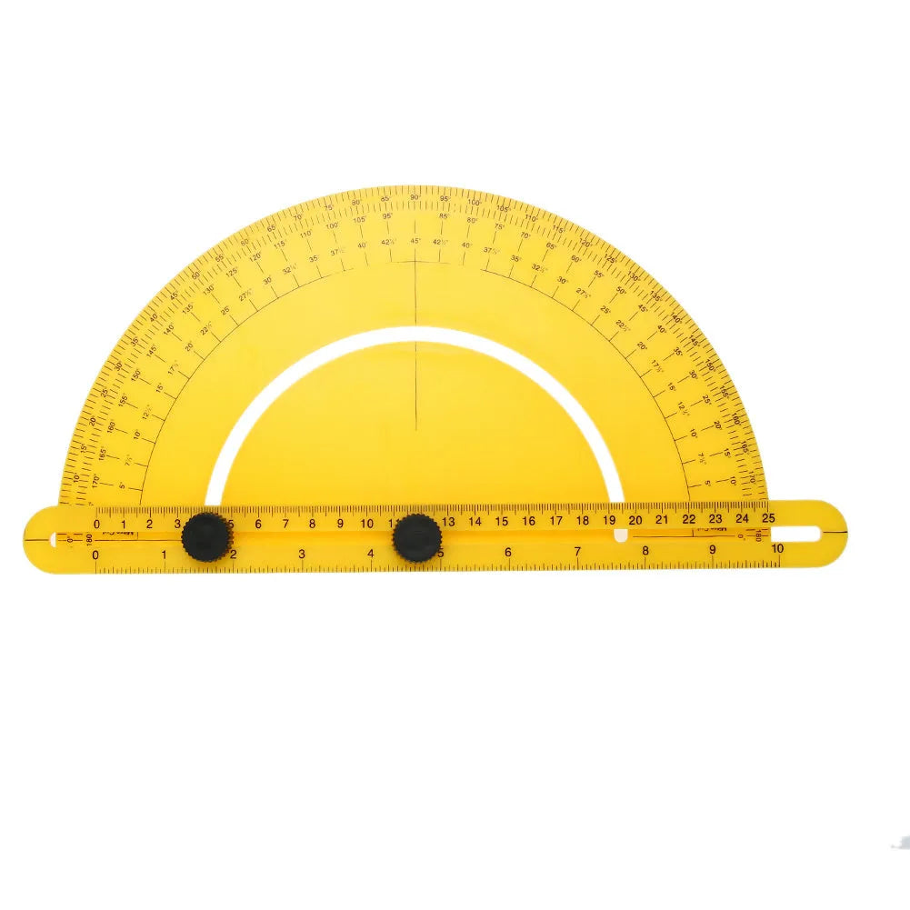 Plastic carpentry angle ruler tool with 180 degree scale and 30cm measurement arms