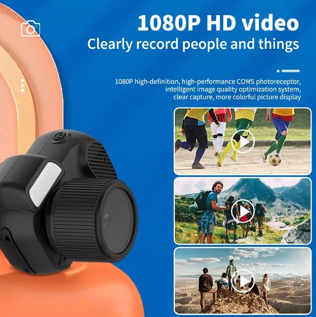 Black Y3000 model HD outdoor sports camera with 0.96 inch screen showing compact size