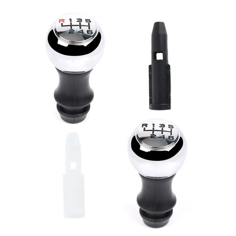 Aluminium alloy and ABS gear knob handball for Peugeot cars, black with red lettering
