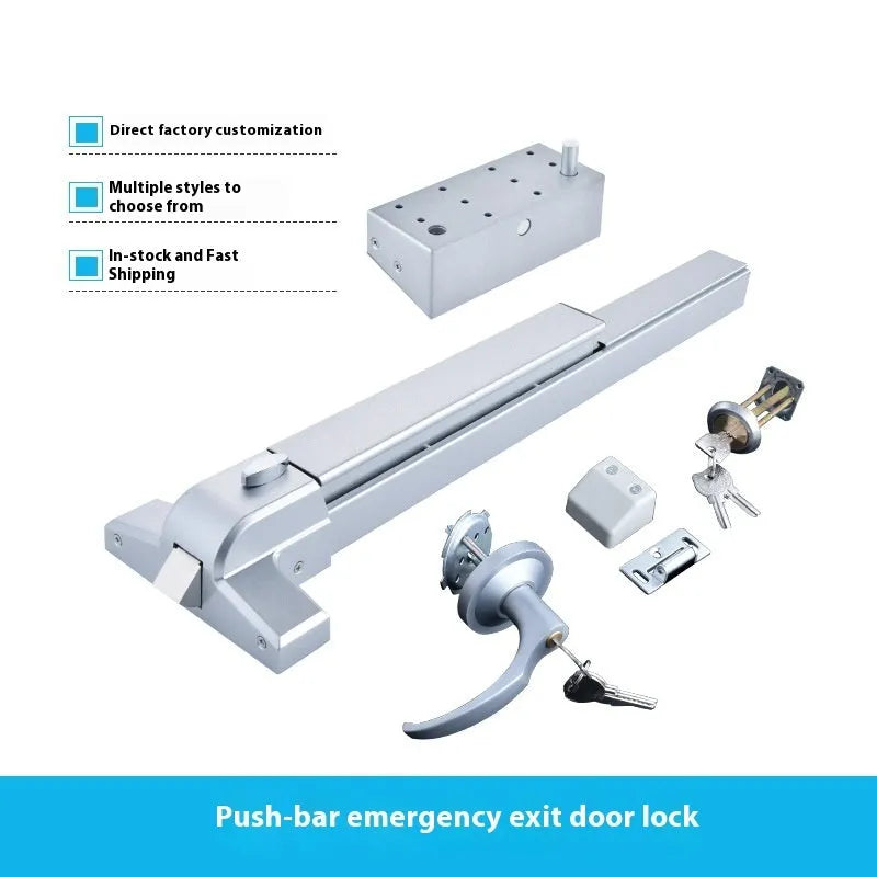 Stainless steel fireproof door push lock with external handle for single doors
