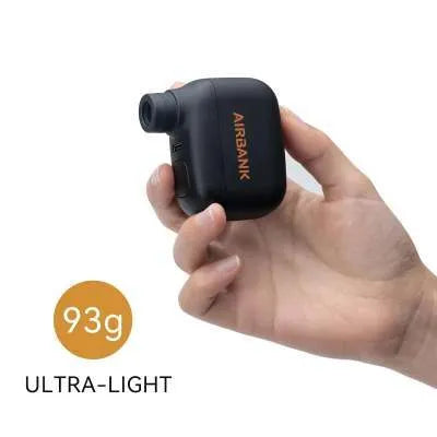 Black AS100 mini electric blast pump for mountain bike tyre inflation with USB charging cable