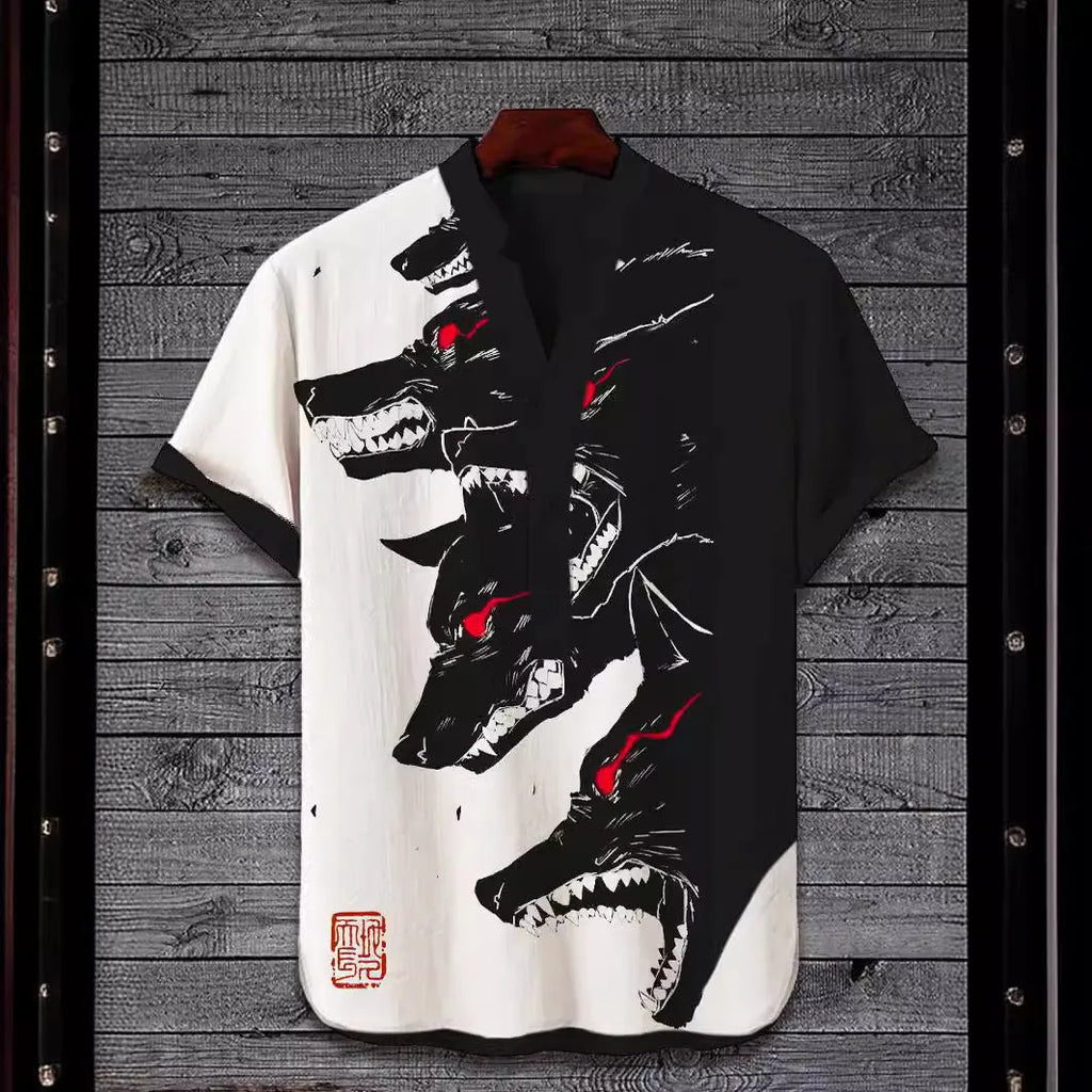 Short sleeve t-shirt with a digital animal print design, available in multiple colours and sizes up to 5XL.