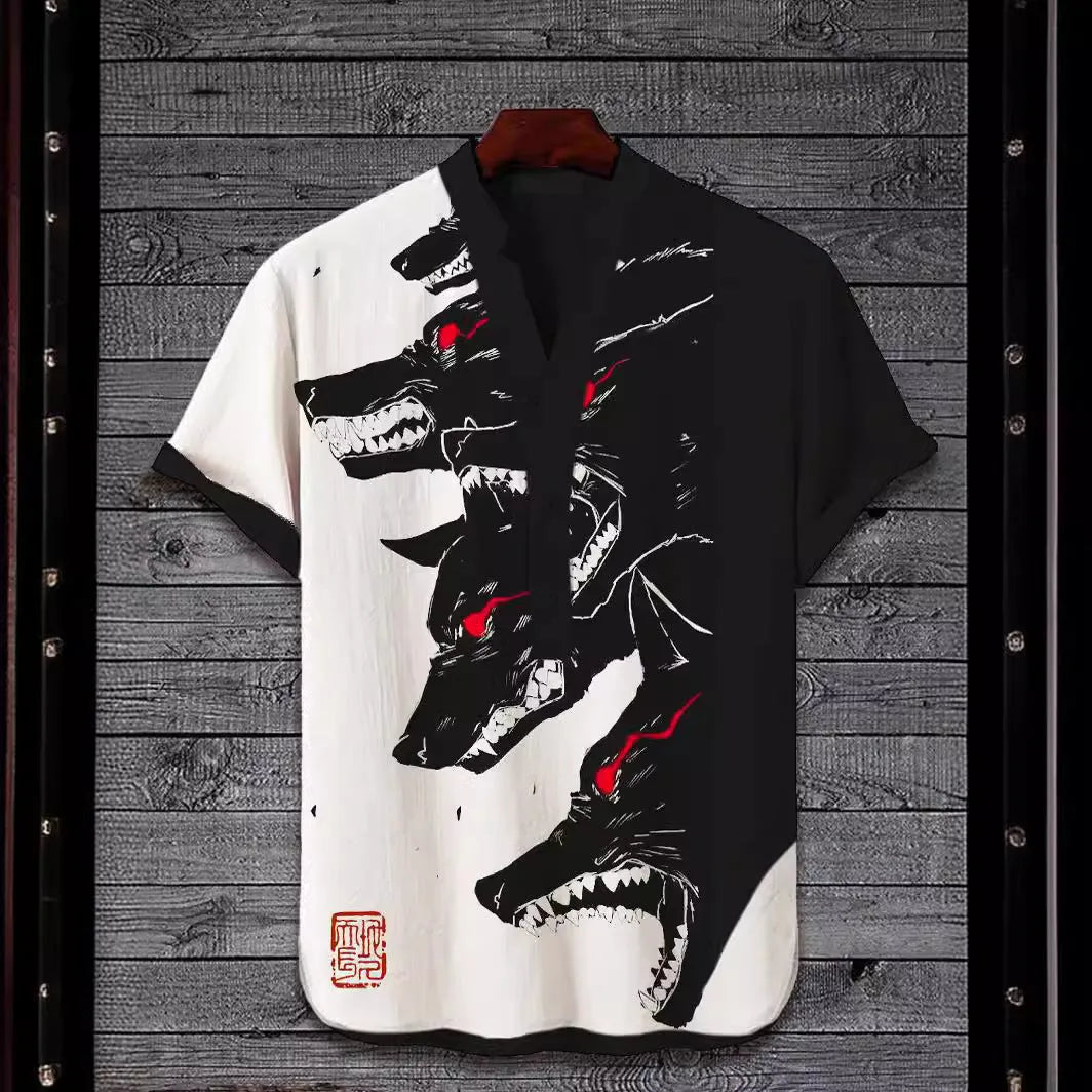 Short sleeve t-shirt with a digital animal print design, available in multiple colours and sizes up to 5XL.