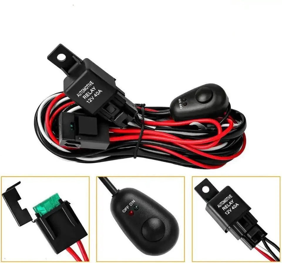 LED roof spotlight wiring harness with 2 metre silicone cable and one drag two connections