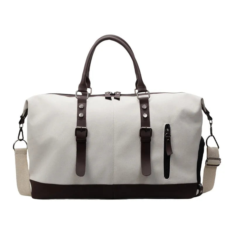 Canvas travel shoulder bag for men and women solid colour black leisure crossbody breathable bag