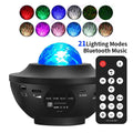 Black parallel style starry sky projection lamp with water ripple laser effects on desktop