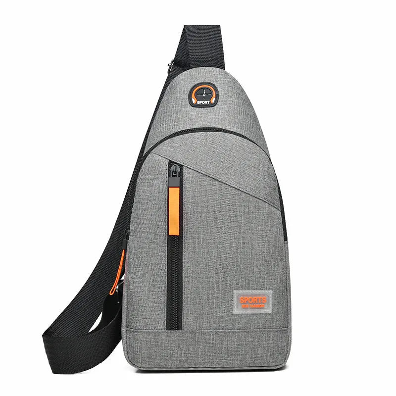 Outdoor sports riding chest bag in double black made from Oxford cloth with sewing thread detail