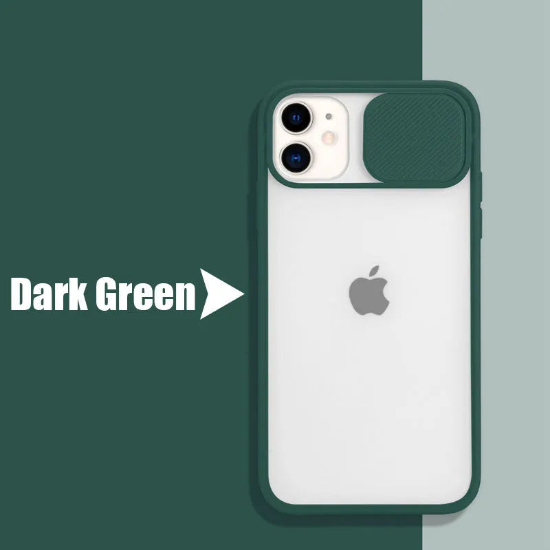 Frosted frame silicone phone case in pure color showing raised lens protection for iPhone