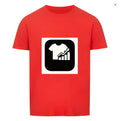 Red striped men's T-shirt with Japanese retro pattern in silk linen blend fabric