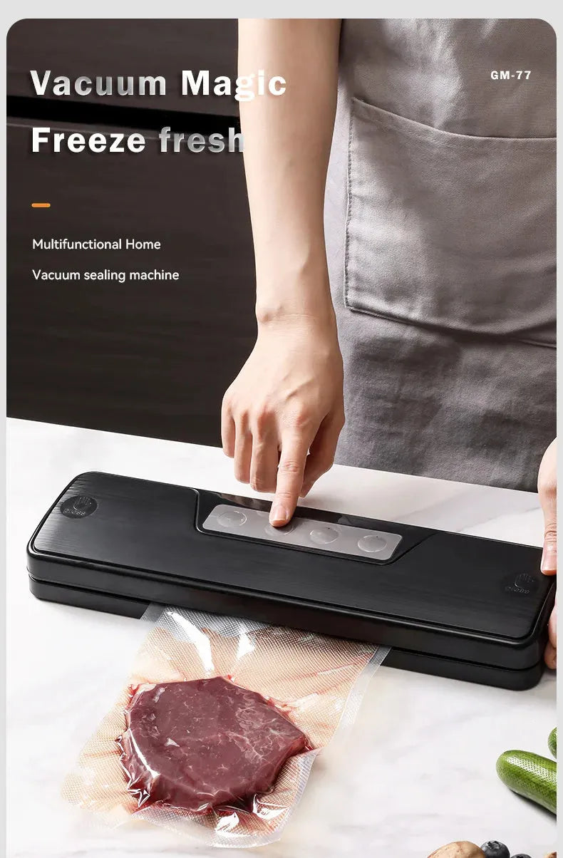 White automatic vacuum sealer machine for household food preservation and storage